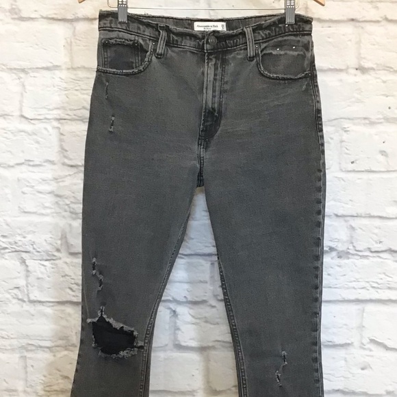 Abercrombie Fitch 6 (28) Skinny High Rise Distressed Gray Women's Ankle Jeans - Picture 2 of 7